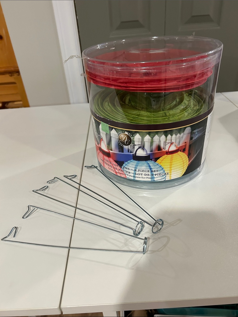 Decorative Colored Paper Lantern Set with Metal Hangers